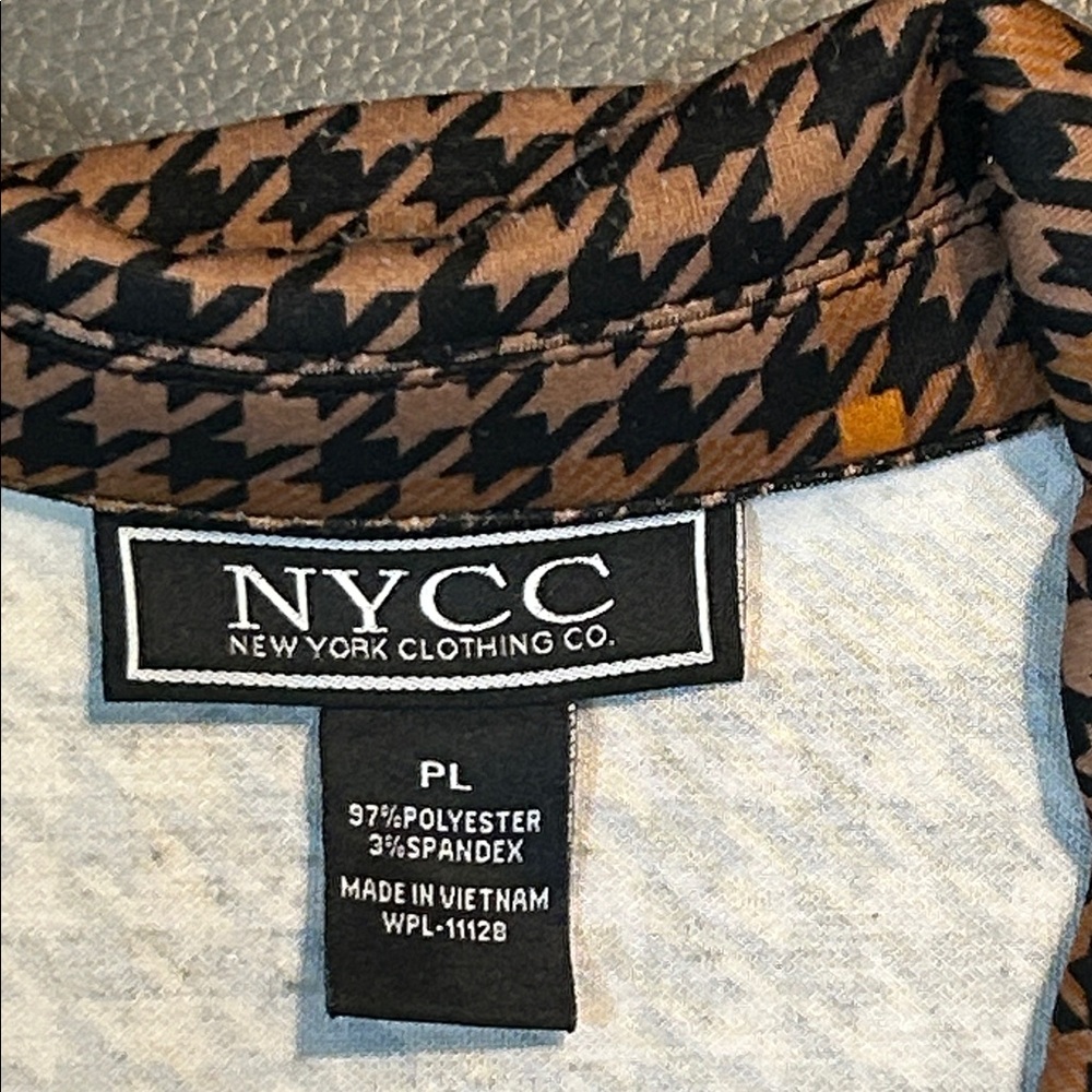 NYCC Vintage Houndstooth Faux Double-Breasted Coat Blazer, size PL - Picture 2 of 7